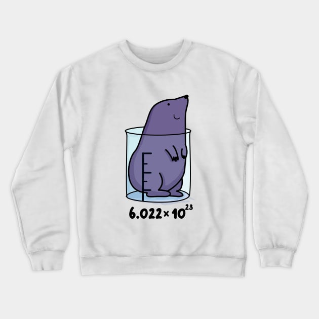 One Mole Cute Funny Chemistry Mole Crewneck Sweatshirt by punnybone